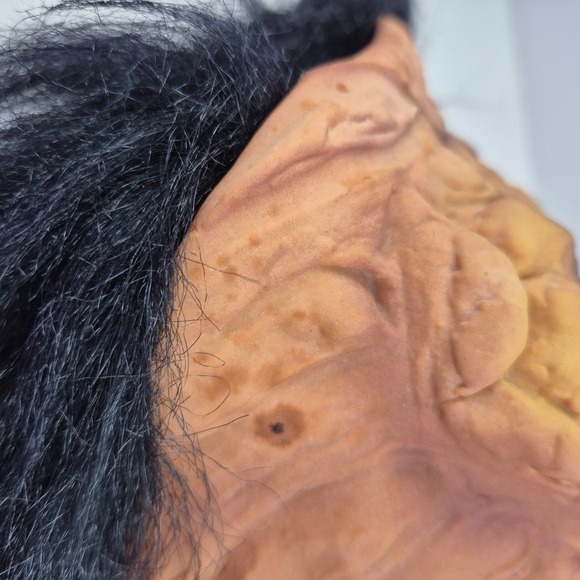 Vtg Halloween Mask Pig Ghoul Monster Latex Hair Blue Eyes Sri Lanka 80s 90s - Picture 13 of 16